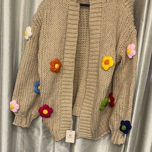 Fadivo Women Sweater with Floral Accents -